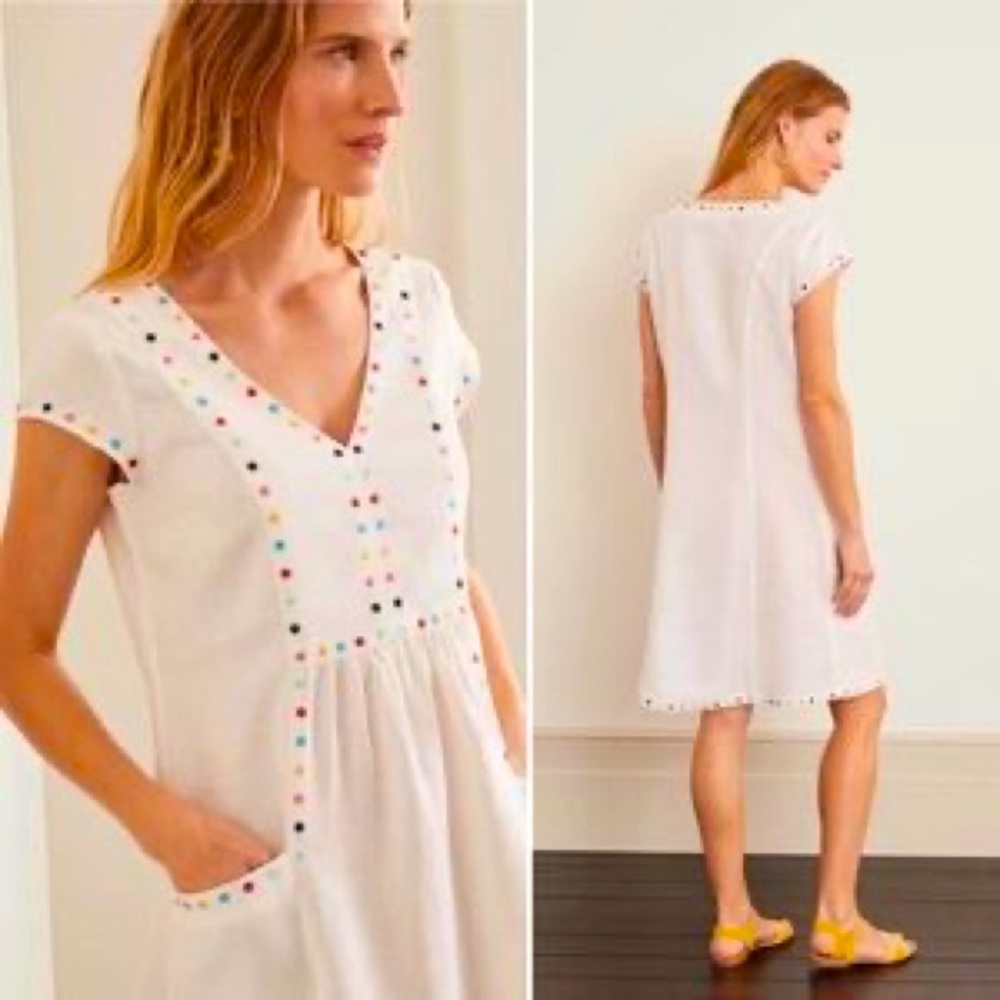 Boden Leandra Embroidered multi colored dress. Size 8P.